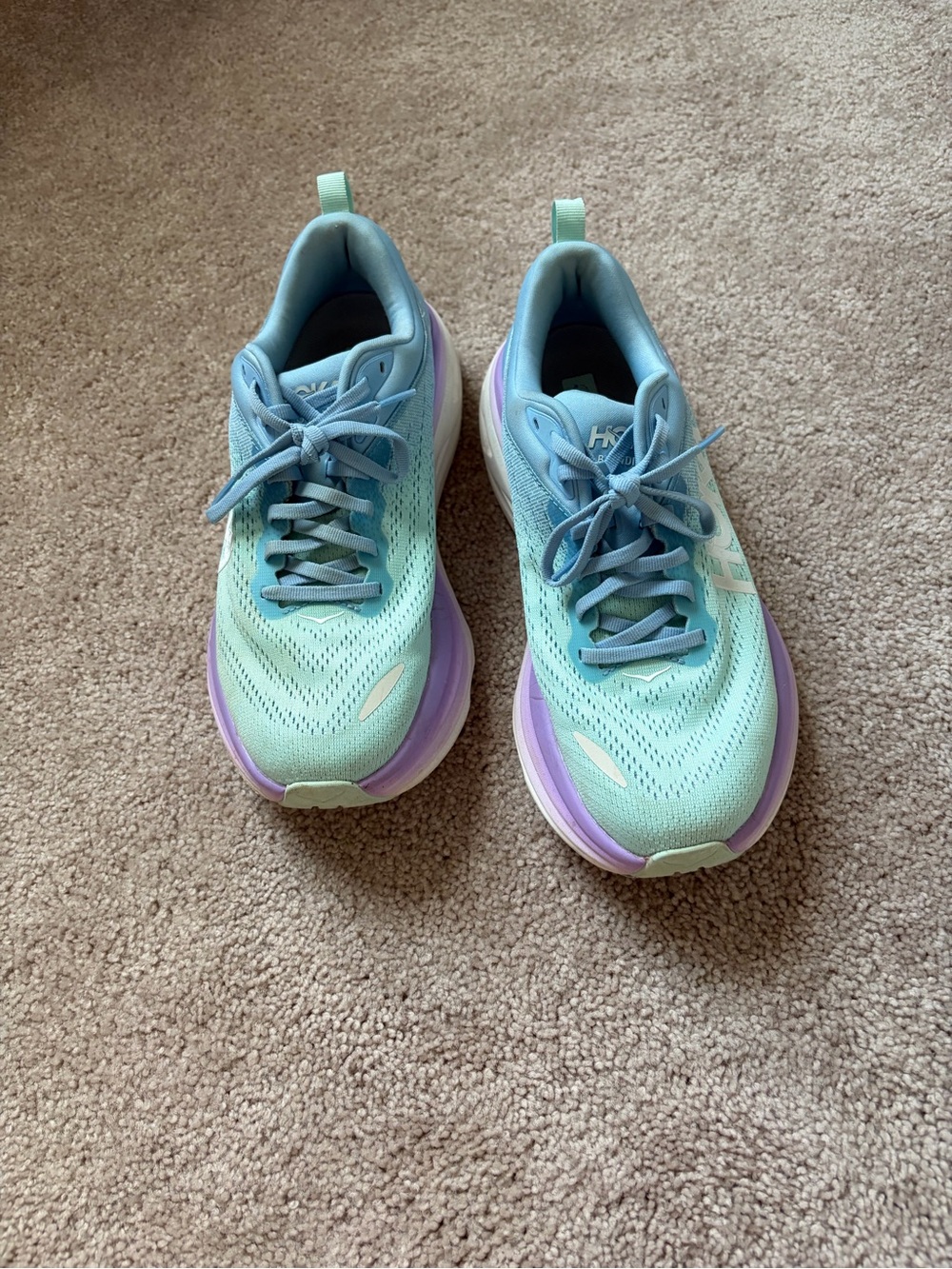 Hoka Women's Running Shoes in Mint Green and Lavender